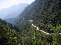 The Death Road winds through the Yungas, outside of La Paz